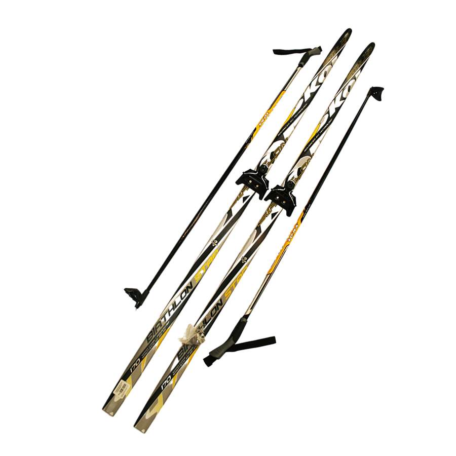 Лыжный комплект (лыжи + палки + крепления) 75 мм 190 Skol biathlon yellow/black