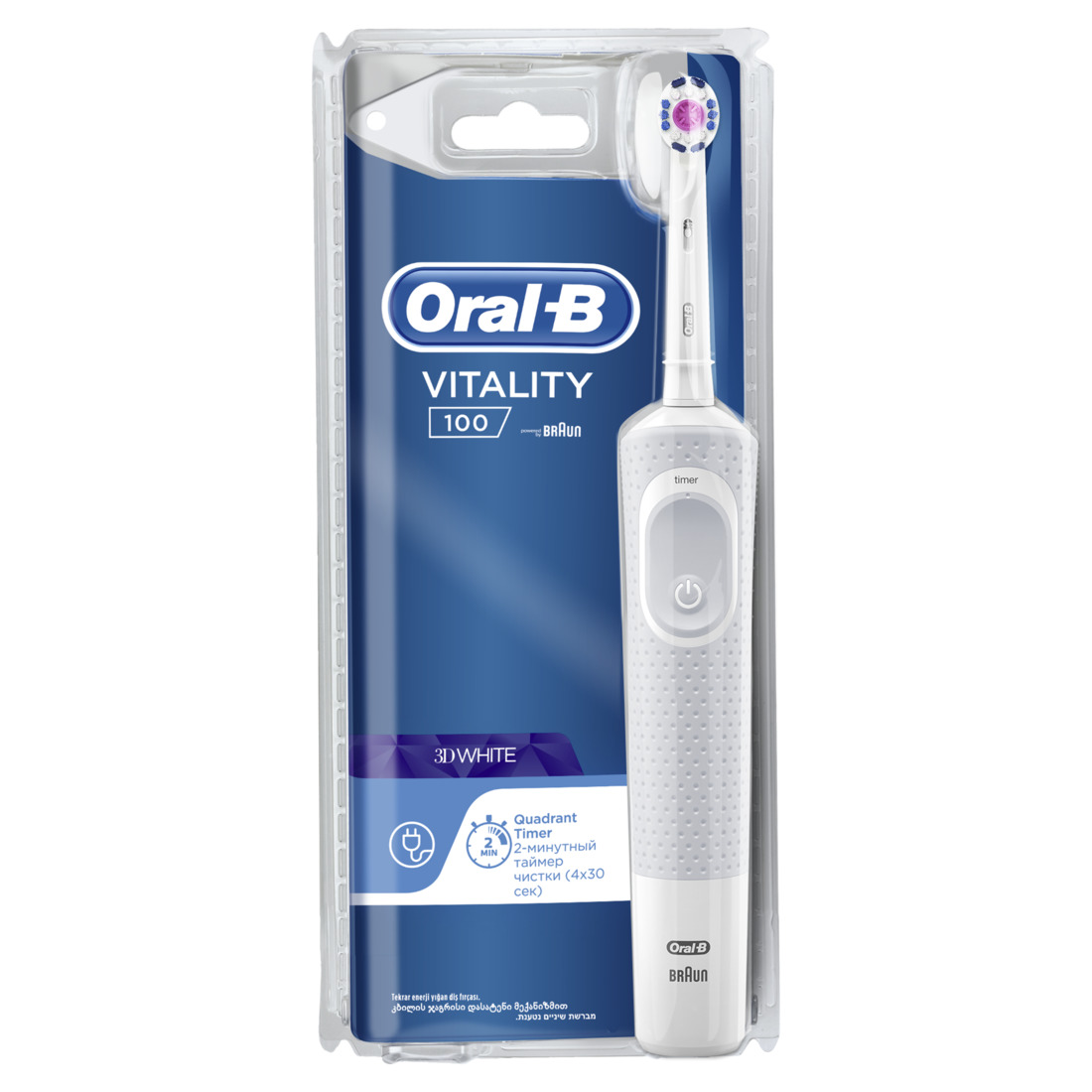 Зубная щетка электрическая Braun Oral-B Vitality 3D White D100.413.1 White - купить в Леонито, цена на Мегамаркет