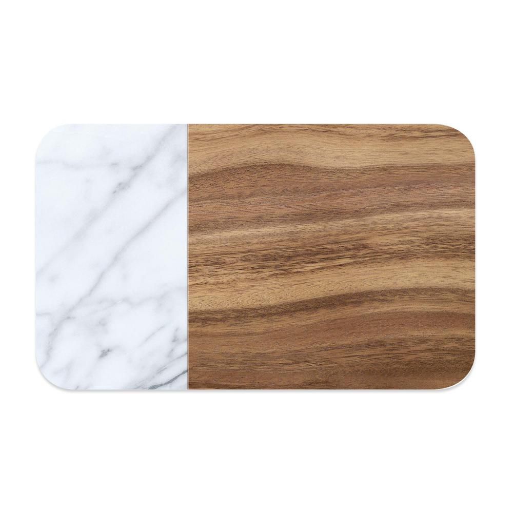 Коврик под миску для животных TarHong Acacia Wood+Carrara прямоугольная, коричнево-белый