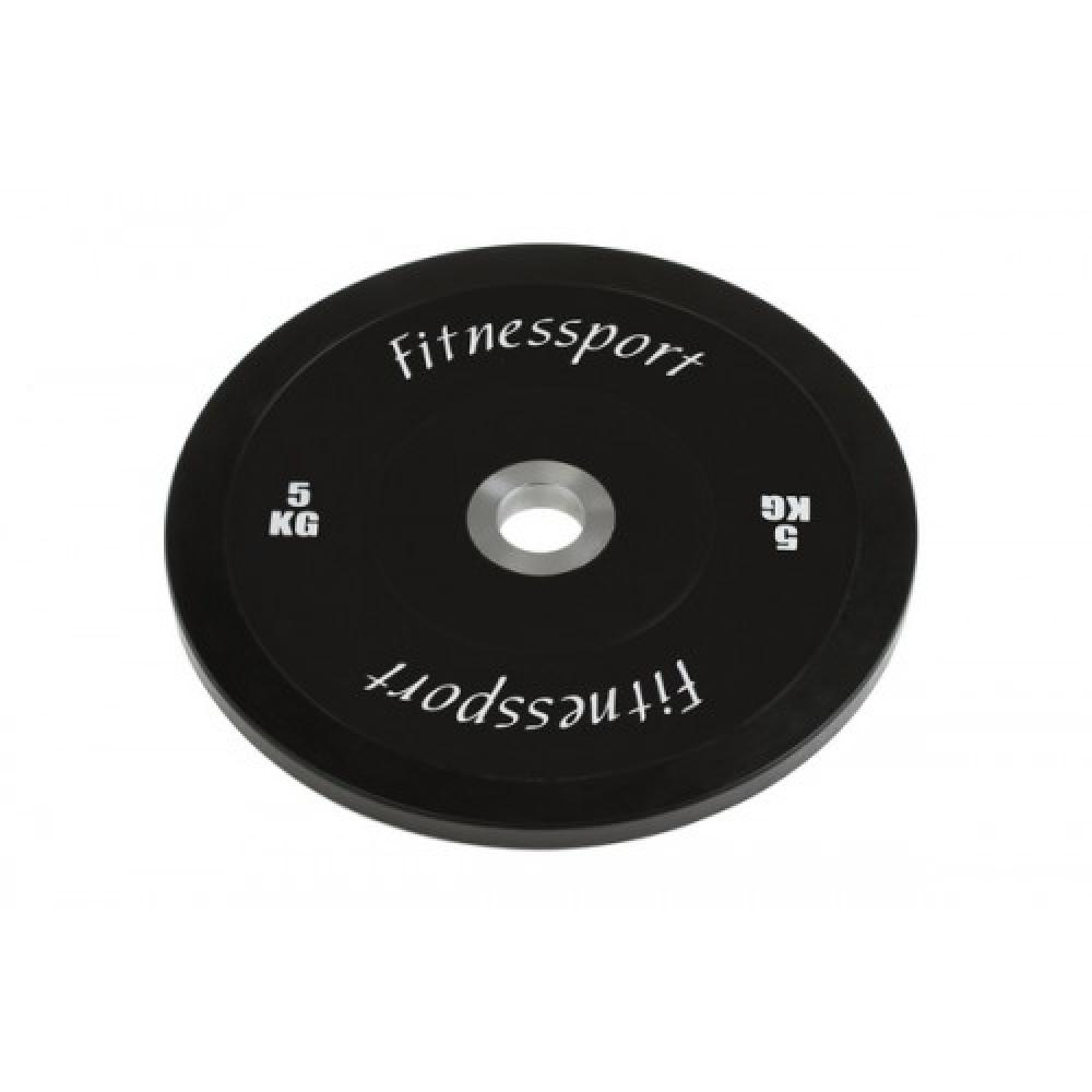 Бамперный диск для кроссфита Fitnessport (черный) 5 кг.