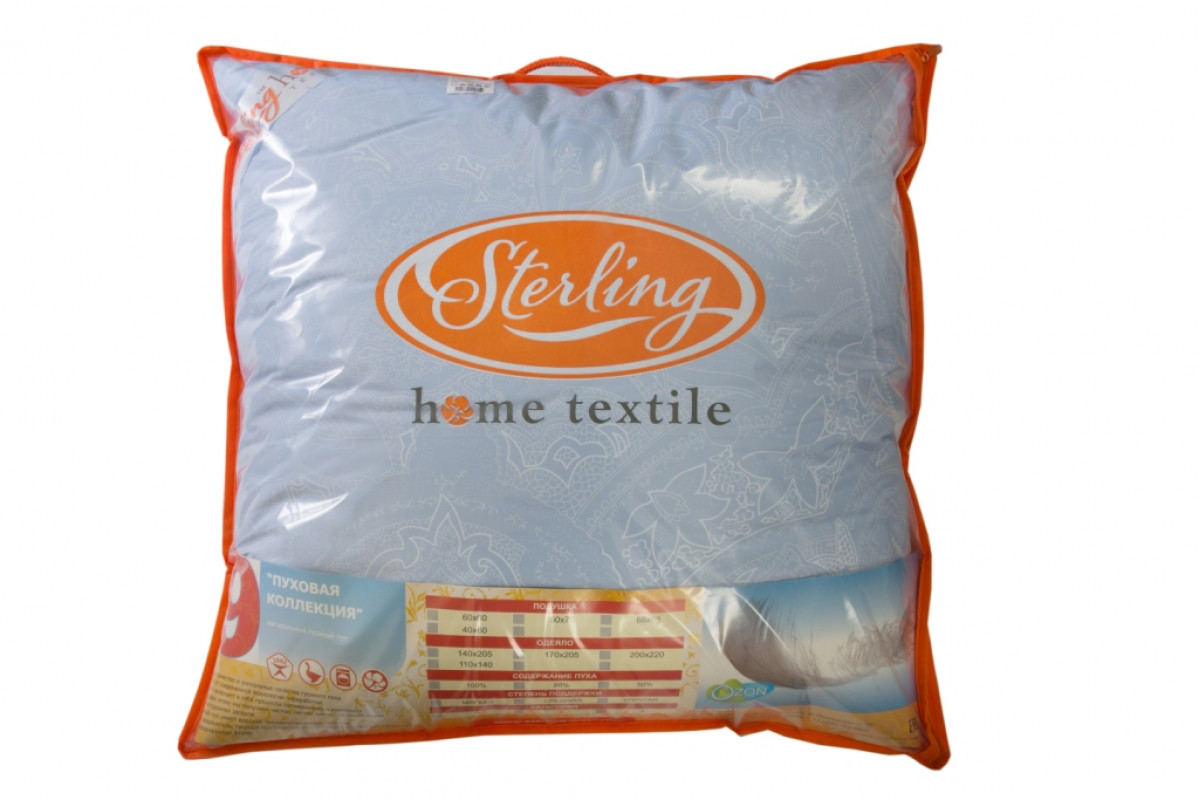 Подушка для сна Sterling Home Textile пп68т/80 пух-перо 68x68 см