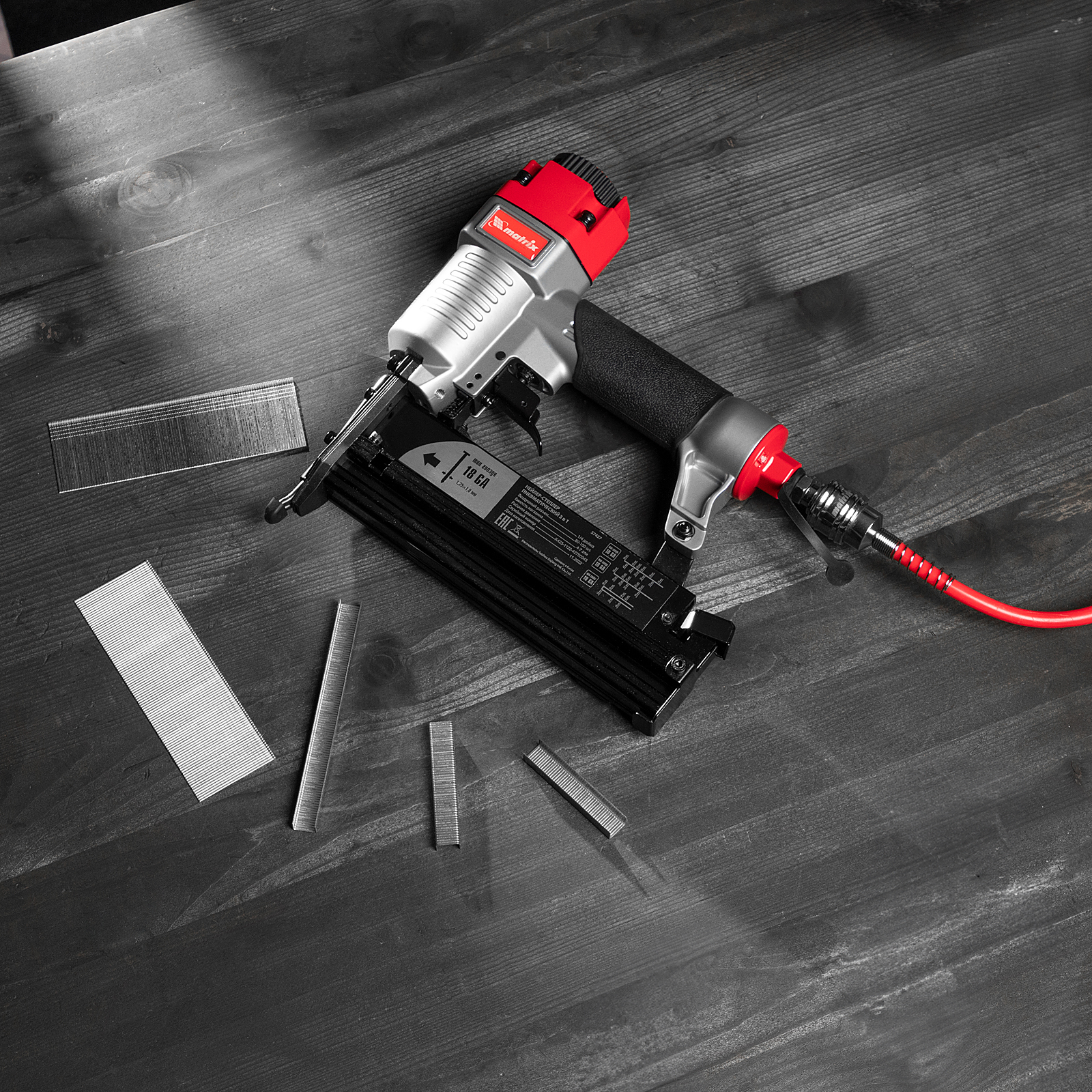 Нейлер-степлер MATRIX, 57427, пнев, 3 в 1, с рег, глуб, гвозди 18GA ...