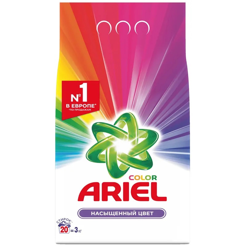 Порошок для машинной стирки Ariel Color, 3кг – купить в Москве, цены в интернет-магазинах на Мегамаркет