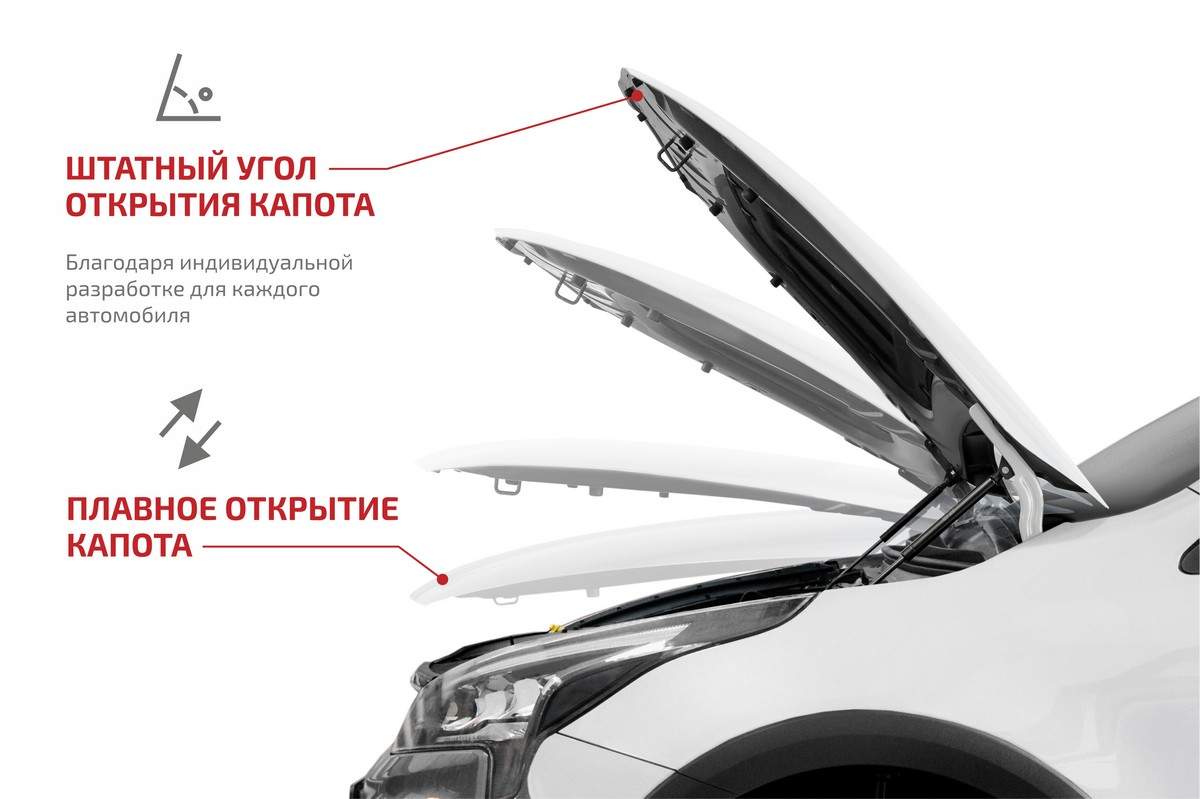 Упоры капота для Volkswagen Polo седан (2010-2020) 2 шт. № UVWPOL012