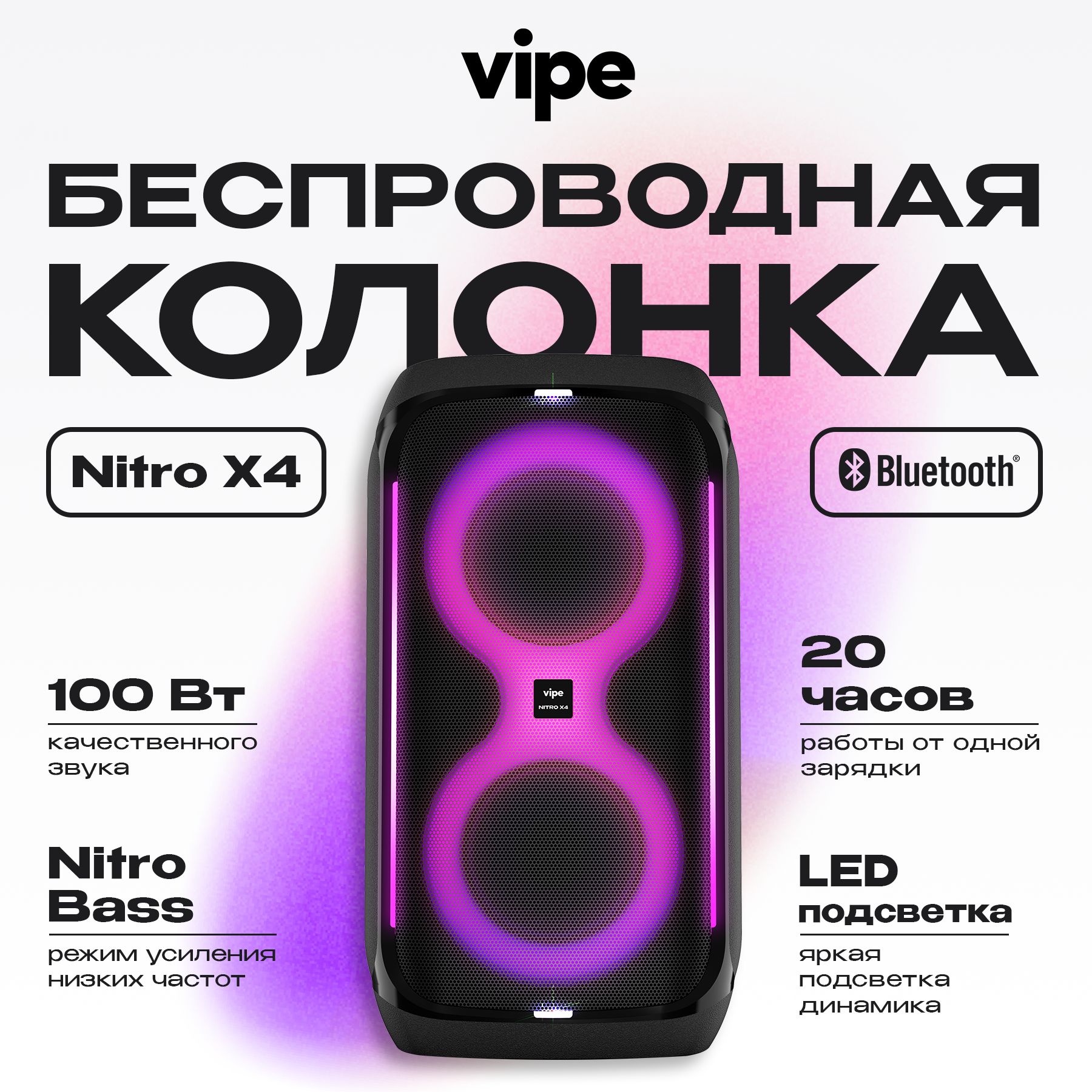 Портативная колонка Vipe Nitro X4 Black (VPMSNITROX4), купить в Москве, цены в интернет-магазинах на Мегамаркет