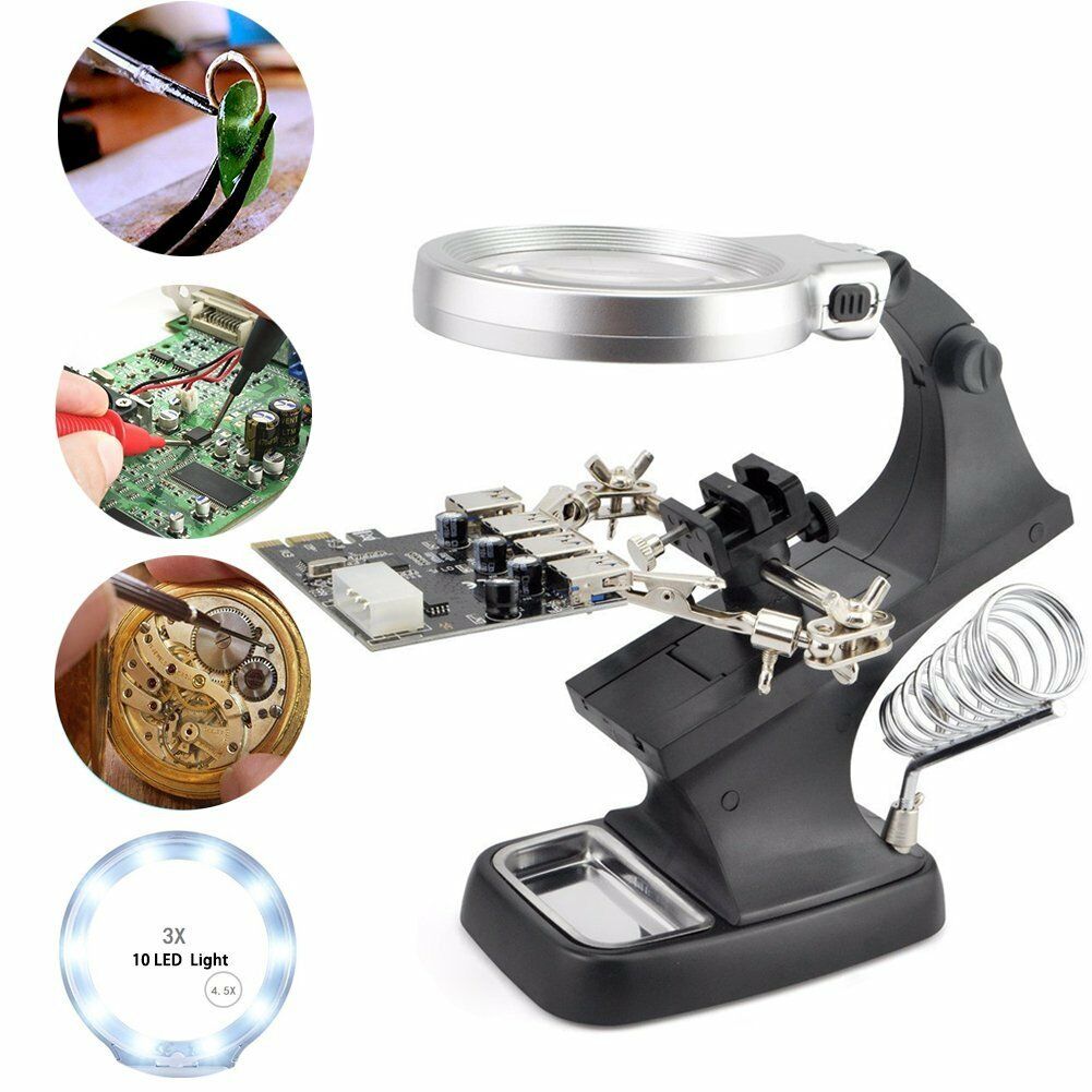 Настольная лупа Pro Legend третья рука стенд для пайки, 3X/4.5Х, LED ...