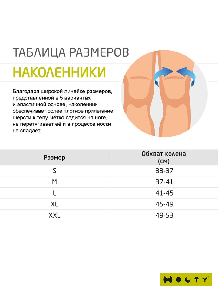 Таблица размеров коленного сустава