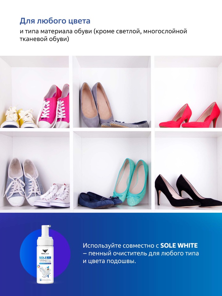 Очиститель спрей для обуви White hands Nano cleaner 2in1