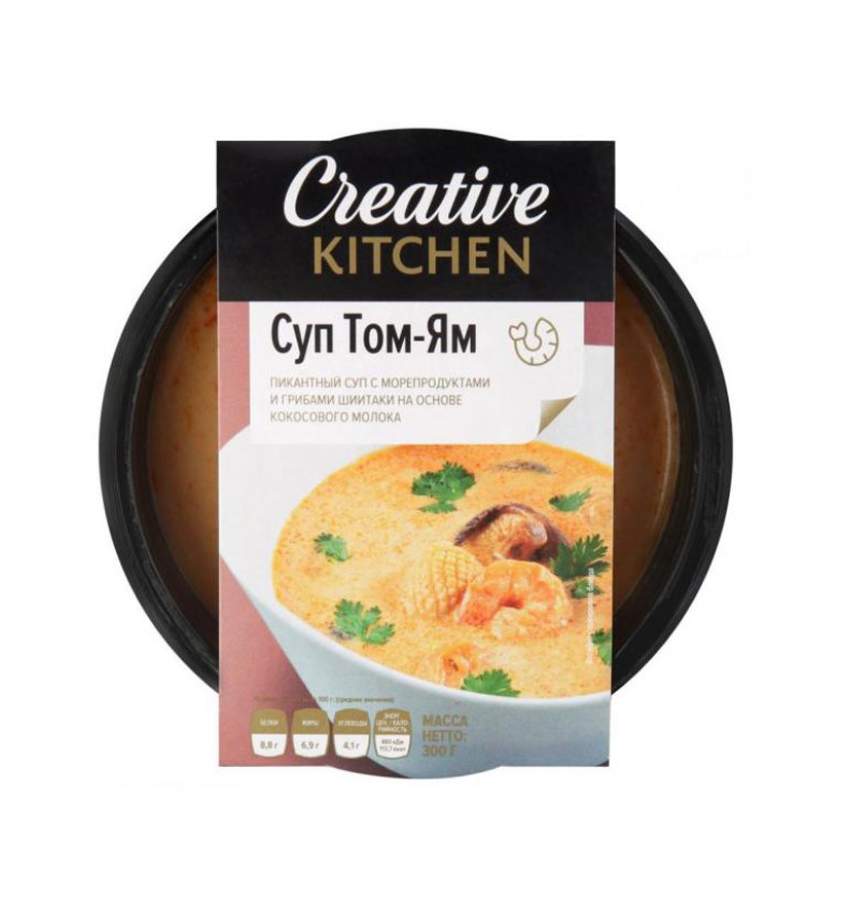 Суп Creative Kitchen том-ям, с морепродуктами и шампиньонами, 300 г