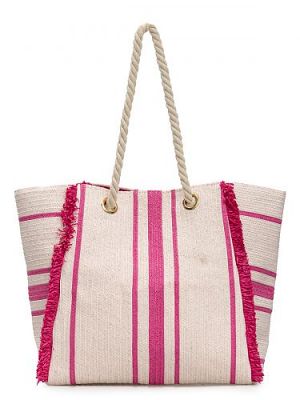 Пляжная сумка женская Labbra Like LL-22016 бежевая/розовая