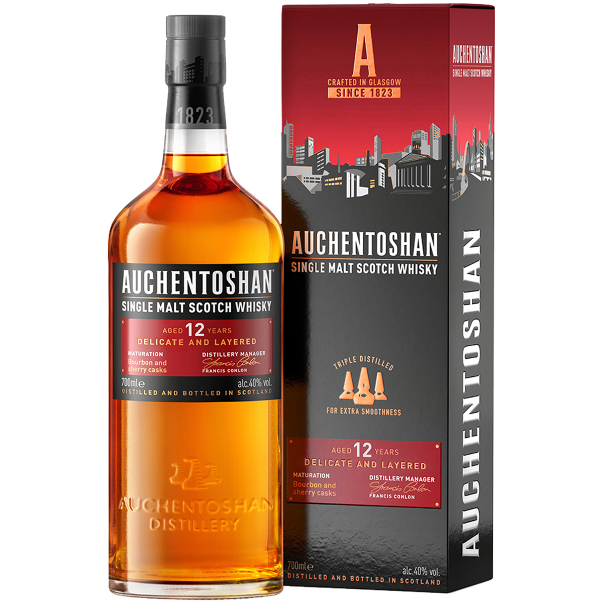 Виски Auchentoshan Single malt 12 aged years 0,7 л в подарочной упаковке - купить в Москве, цены на Мегамаркет | 100025352209