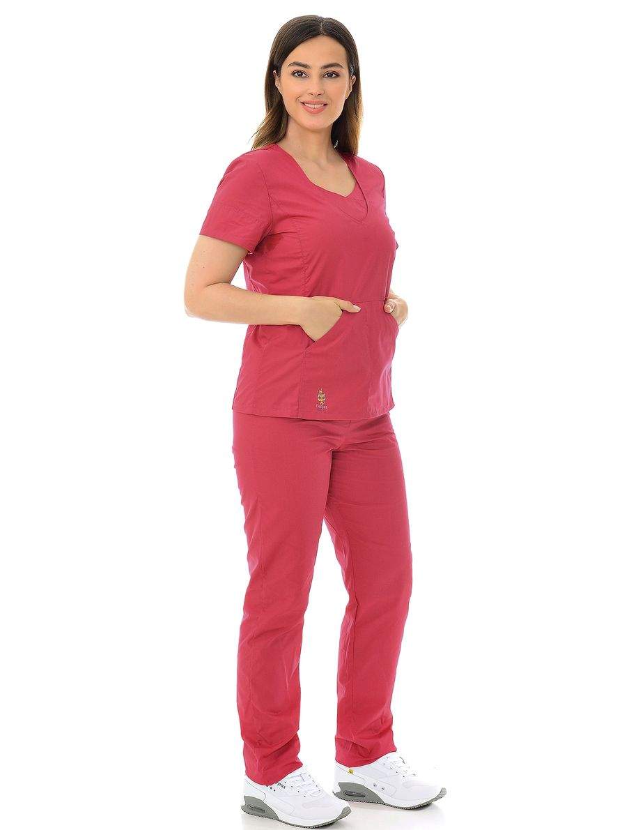 Костюм медицинский женский MedicalWear Киса 124 бордовый 40 RU