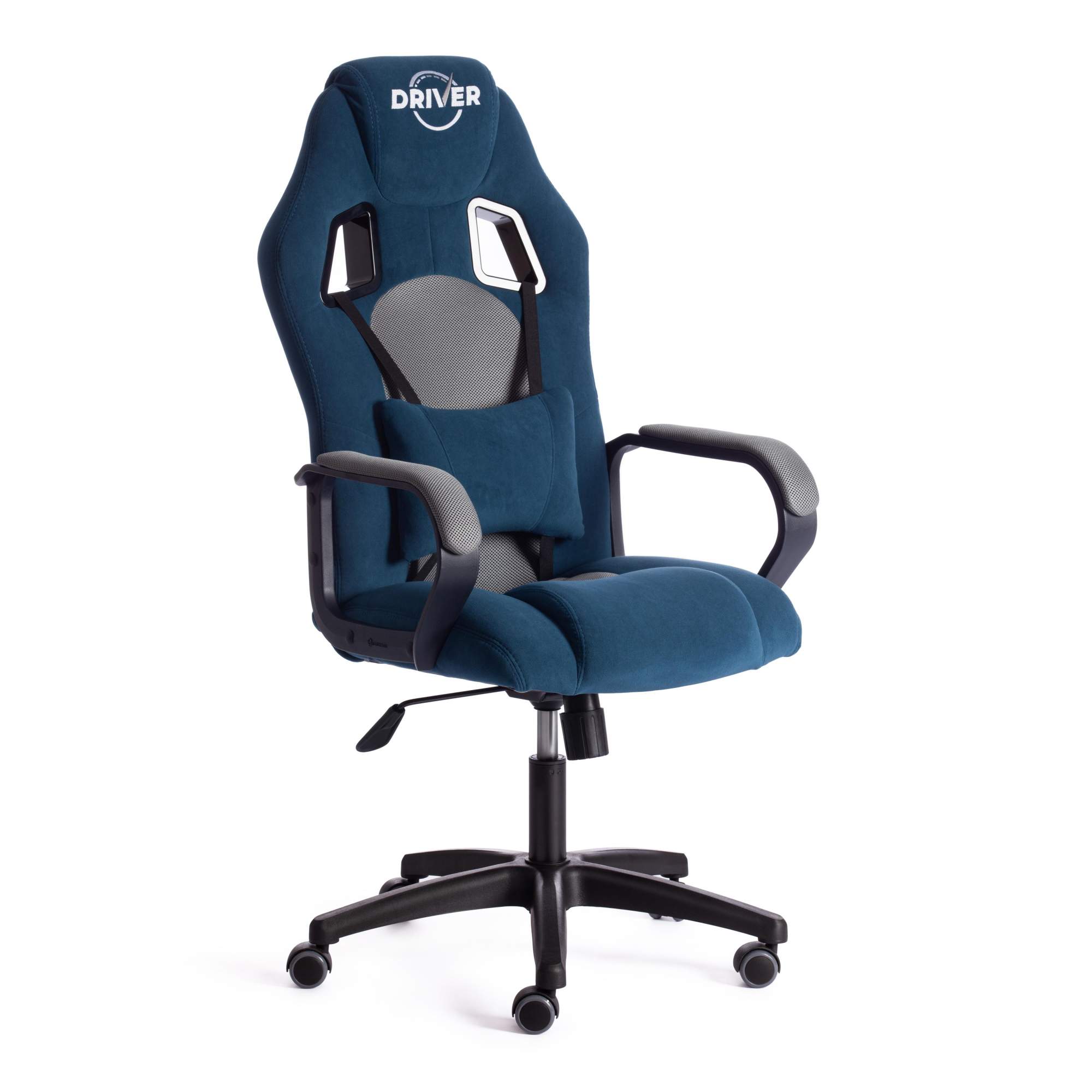 Кресло игровое компьютерное геймерское для пк Tetchair DRIVER синий серый флок/ткань - купить в Москве, цены на Мегамаркет