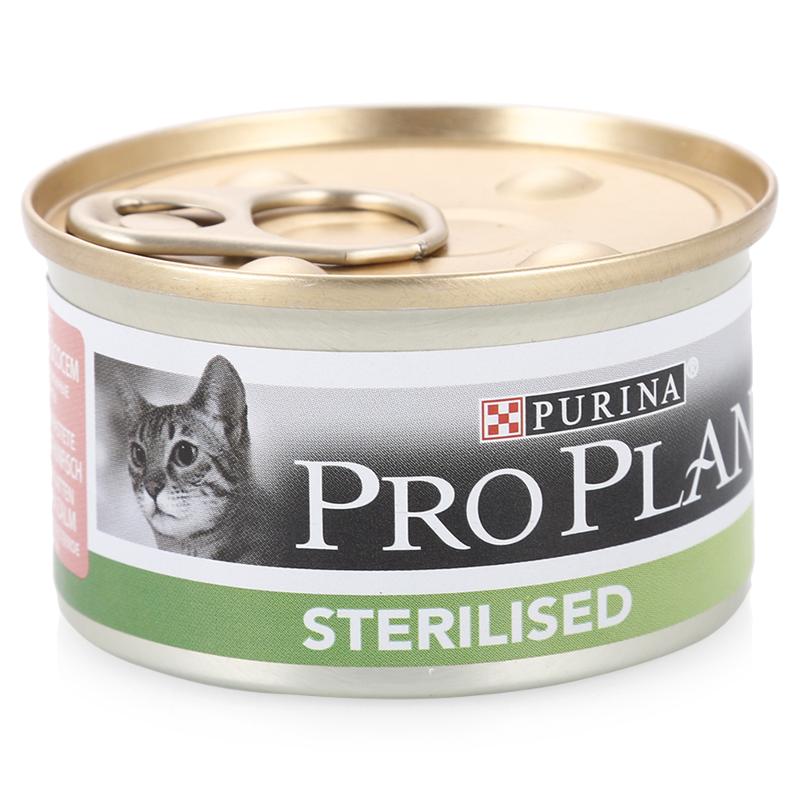 Консервы для кошек PRO PLAN Sterilised, лосось, тунец, 24шт, 85г