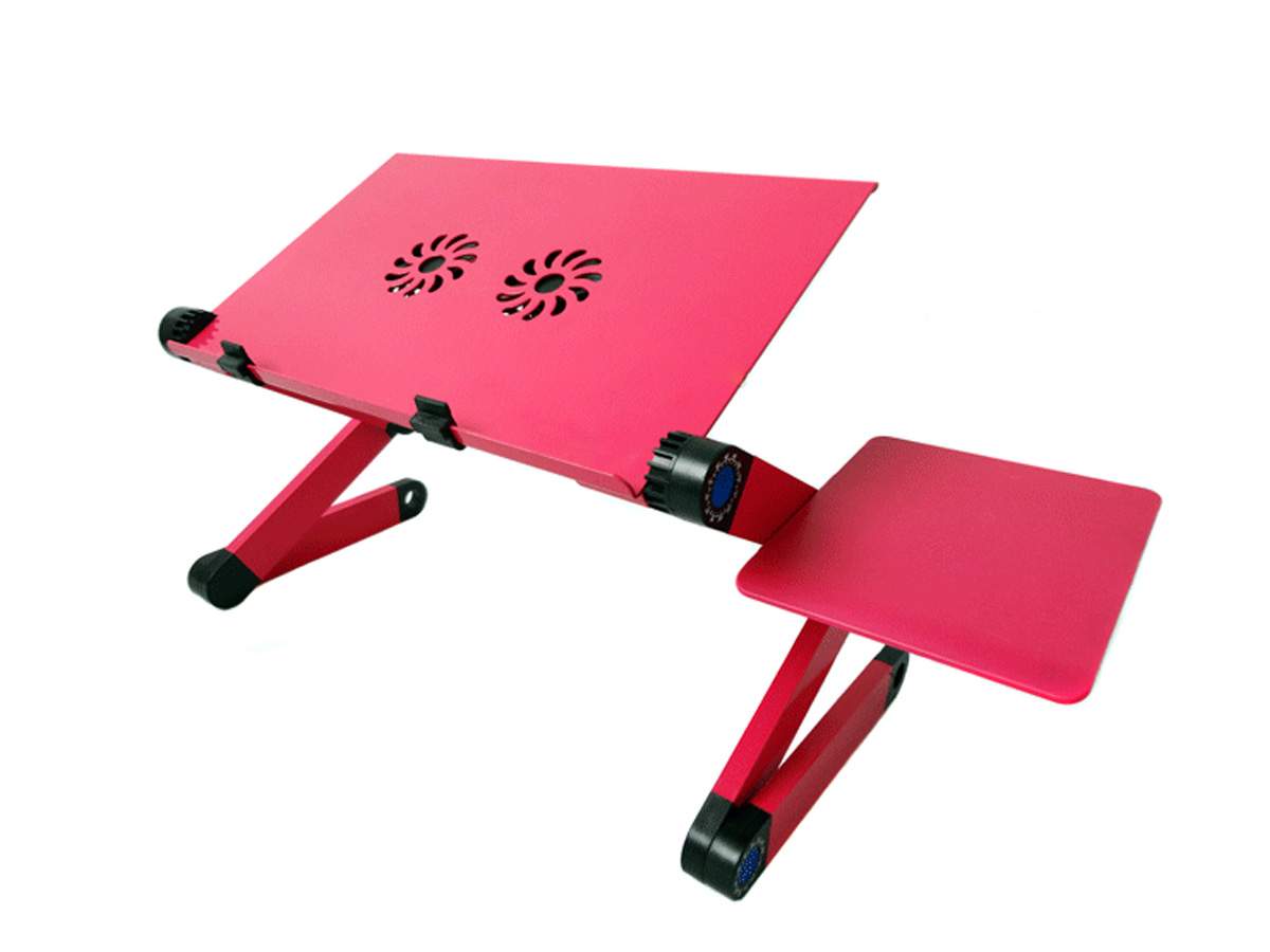 Столик/подставка для ноутбука URM с регулировкой высоты и охлаждением, 53х30 см, розовый
