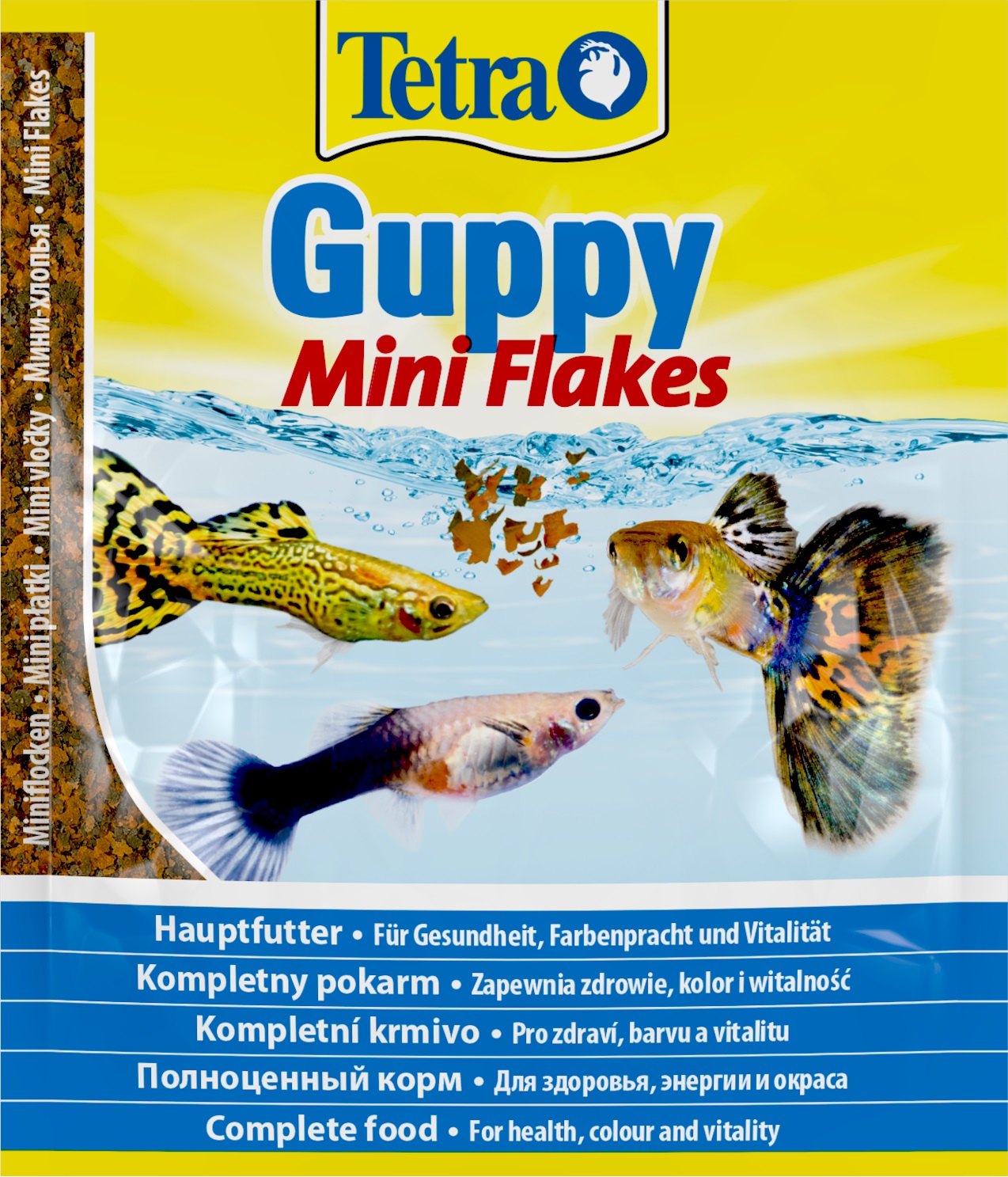 Корм для гуппи, пецилий, меченосцев и живородящих пицилиевых Tetra Guppy, хлопья, 12 г