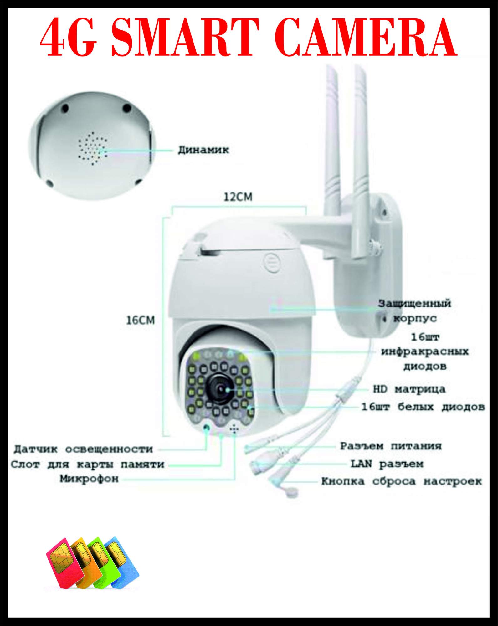 Камера видеонаблюдения 4G, 5MP с микрофоном и ночной съёмкой - купить в  Москве, цены на Мегамаркет | 600010375097