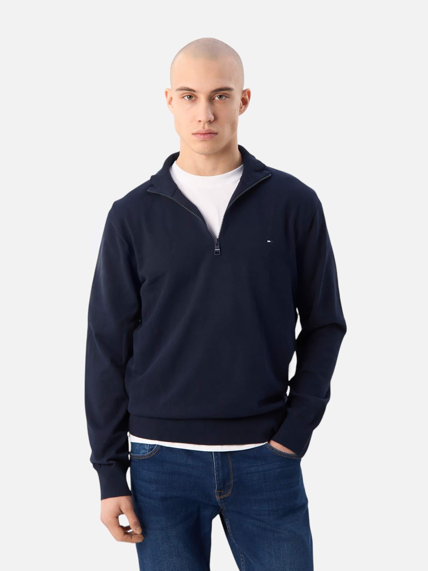 Свитер мужской TOMMY HILFIGER 1985 Zip Mock MW0MW25352 синий XS - купить в Москве, цены на Мегамаркет | 100072012337