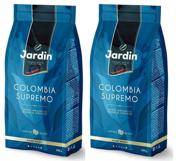 Купить кофе в зернах Jardin Columbia Supremo 100% арабика, 250 г х 2 шт, цены на Мегамаркет | Артикул: 600011927809