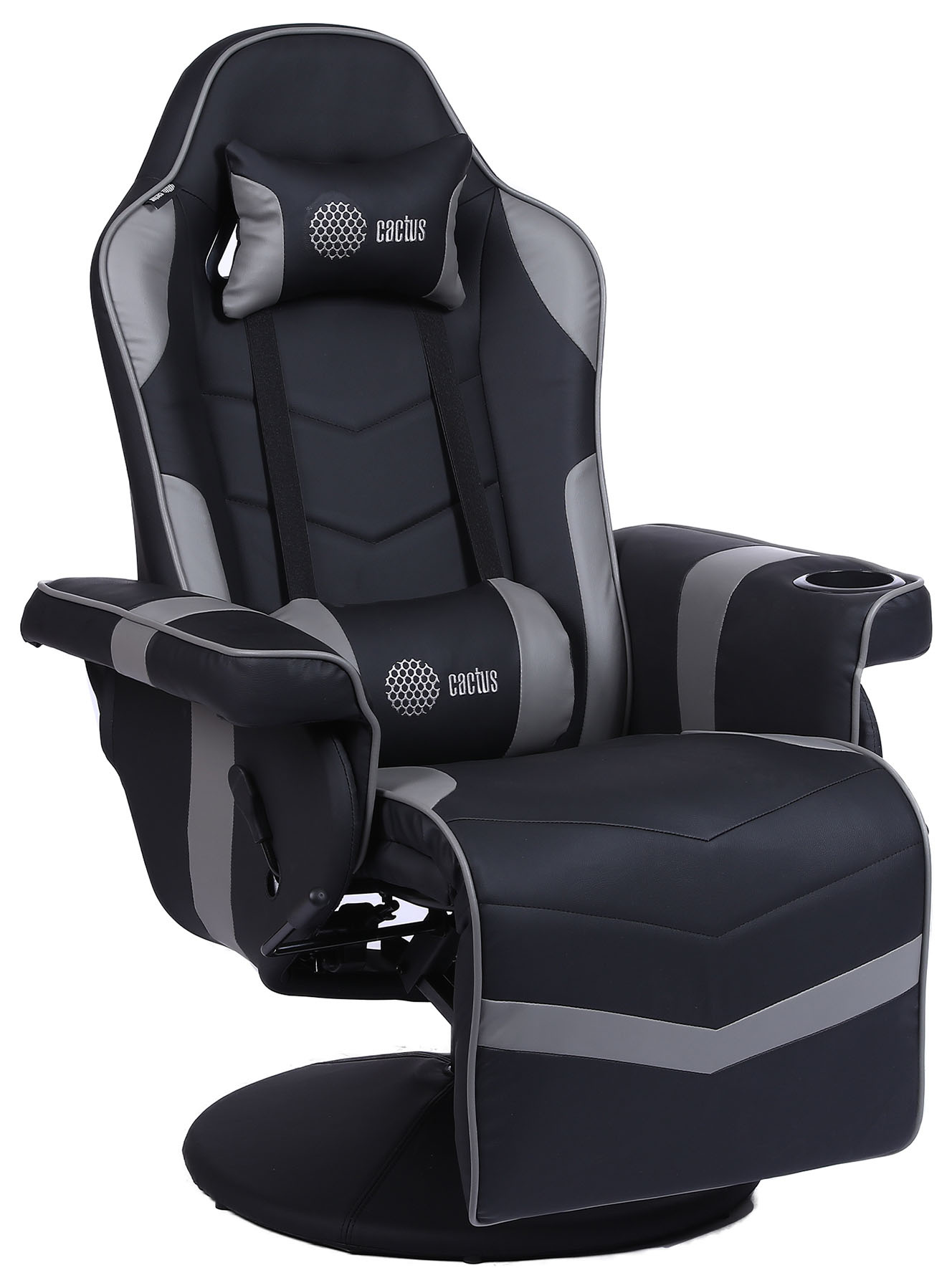 Кресло игровое Cactus CS-CHR-GS200BLG черный/серый эко.кожа, ножка металл черная - купить в Москве, цены на Мегамаркет | 600008724555