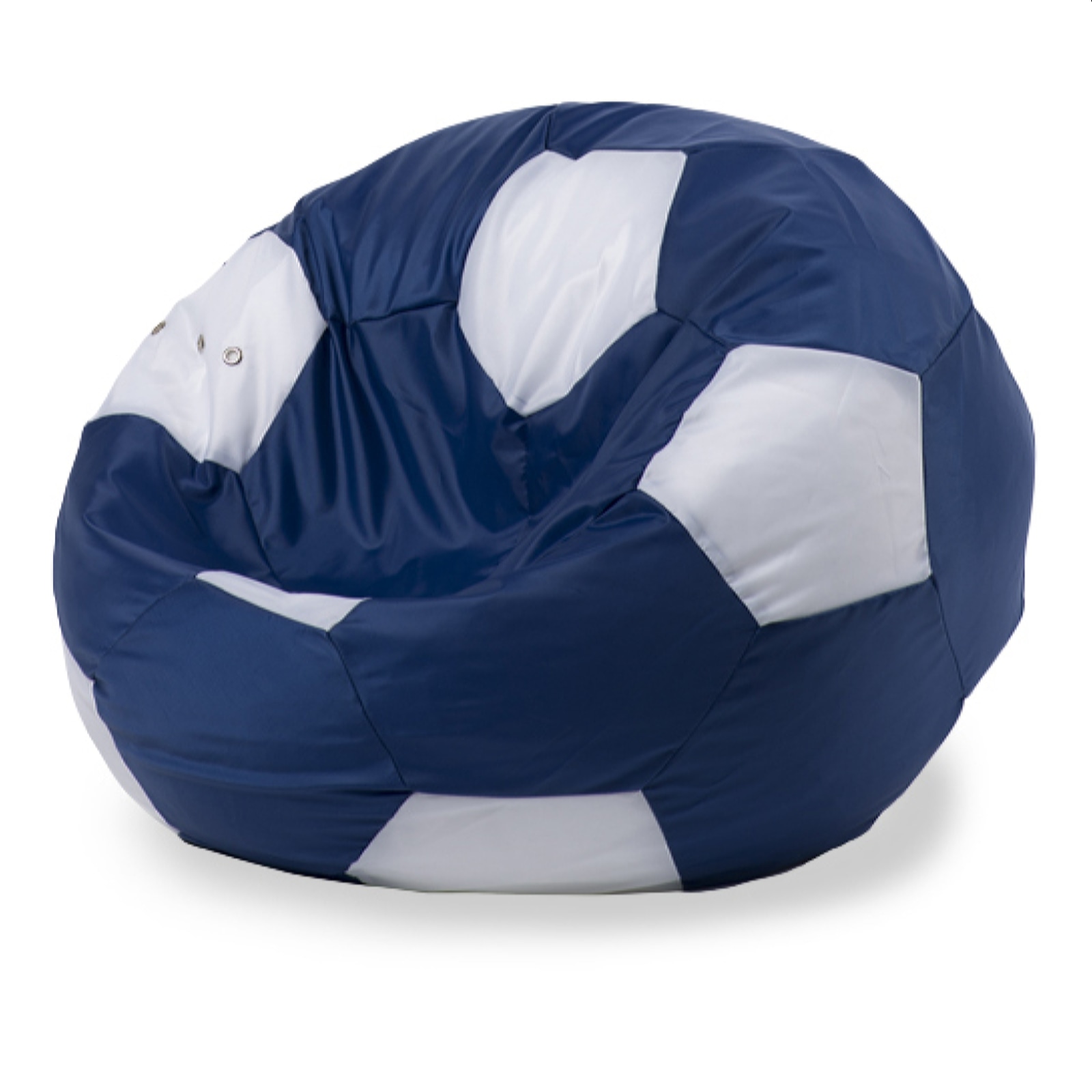 Кресло-мешок ПуффБери Мяч Оксфорд XXL, синий, белый