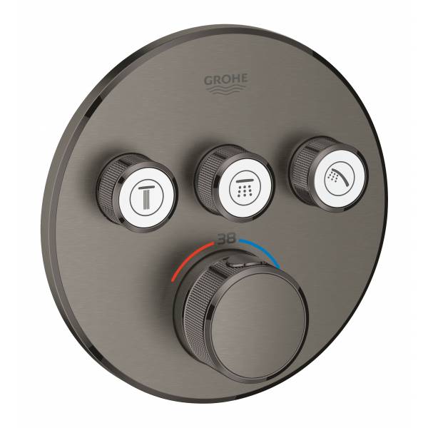 Grohe Термостат для встраиваемого монтажа на 3 выхода, GROHE Grohtherm SmartControl, темный графит матовый — купить в Алматы