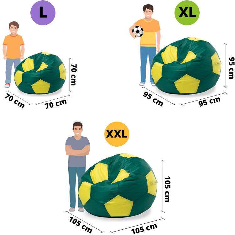Кресло-мешок ПуффБери Мяч Оксфорд L, зеленый, желтый