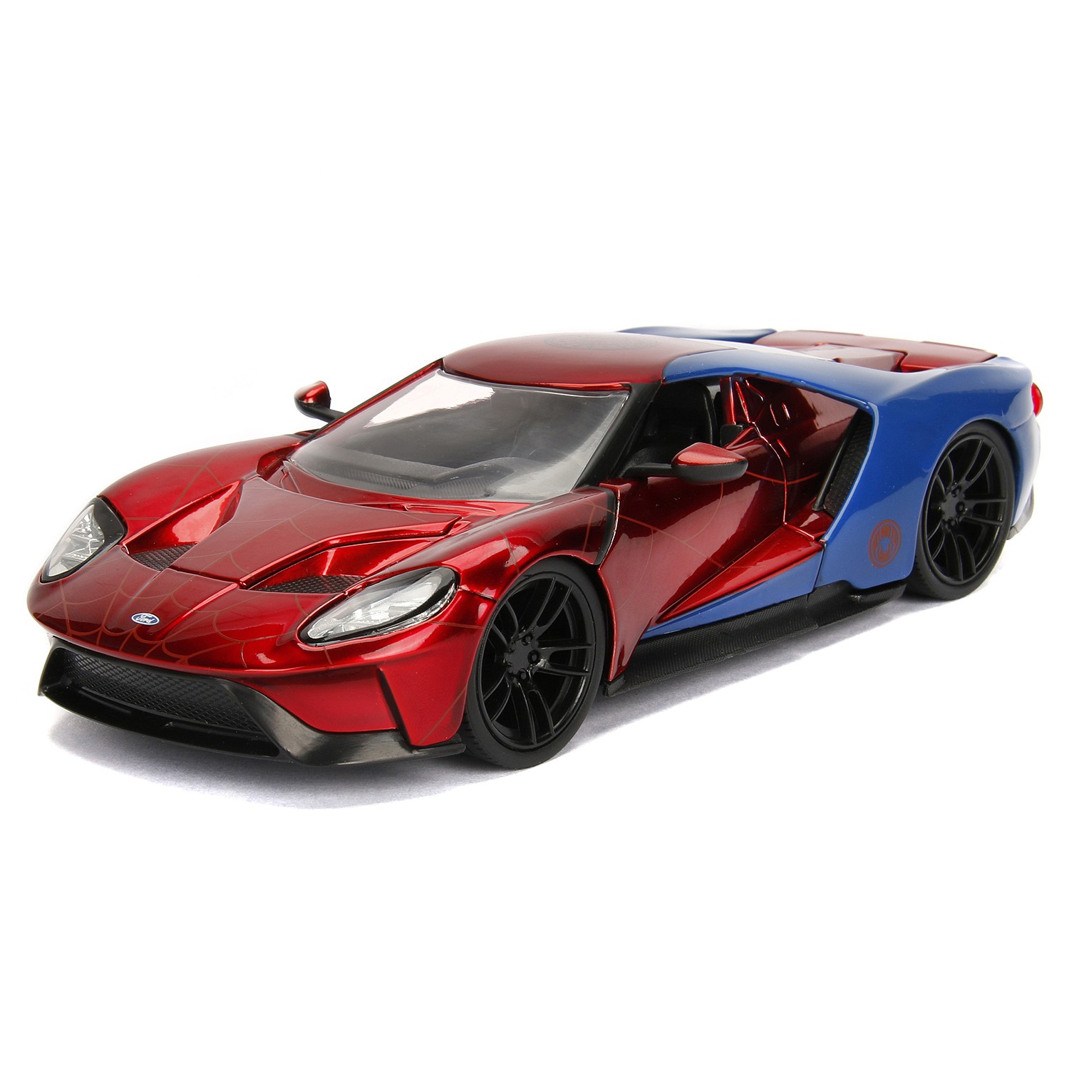 1 24 2017. Ford gt 2017 Toy Red. Spider man 2017 игрушка машина. Металлическая машинка человек паук. Модель автомобиля Марвел человек паук.