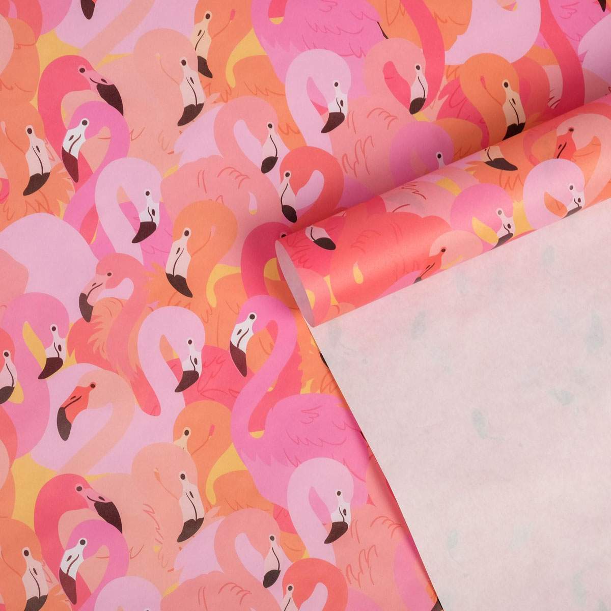 Упаковочная бумага Арт Узор 619190 Фламинго крафтовая матовая розовая 0,7м