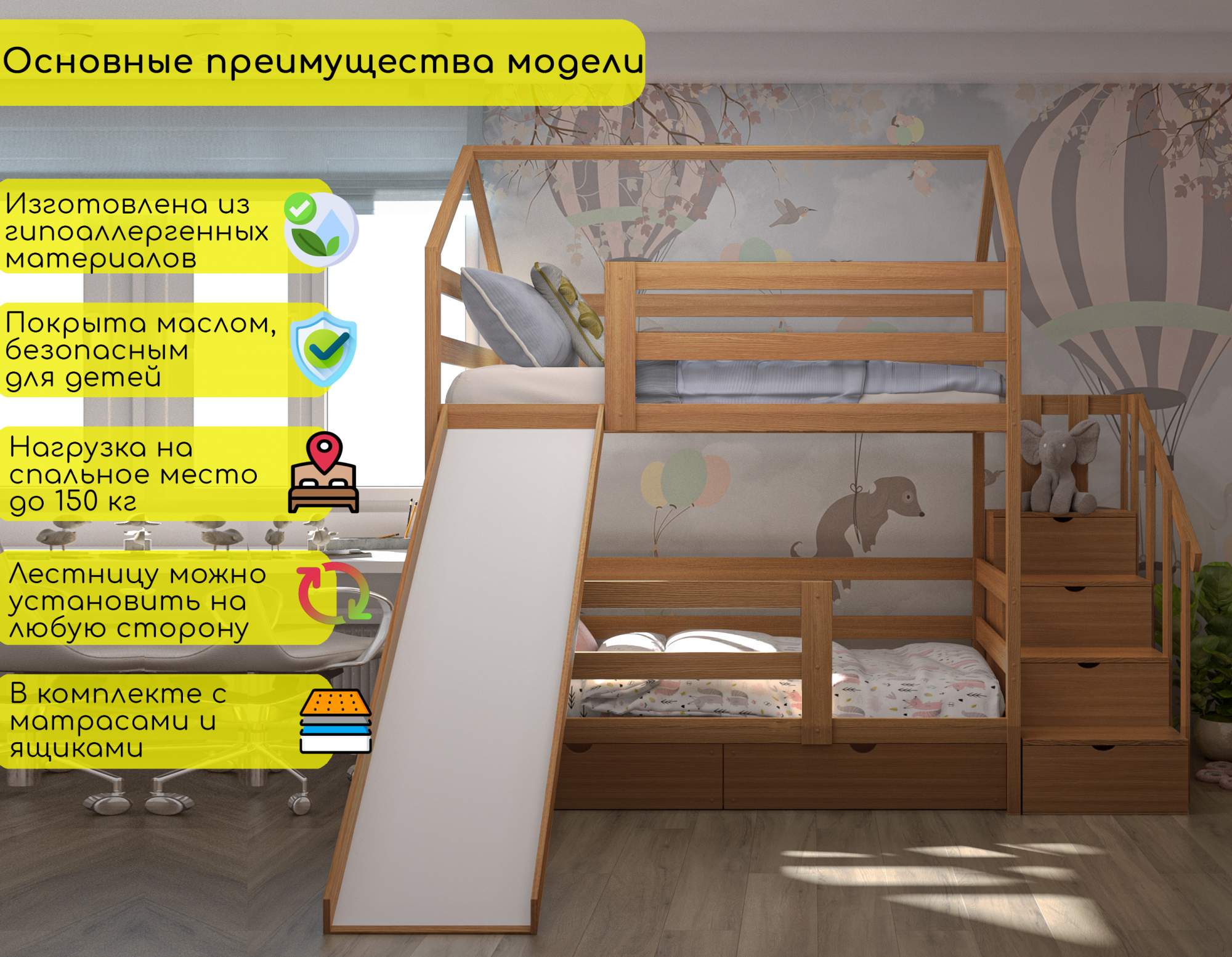 Кровать-чердак в детской