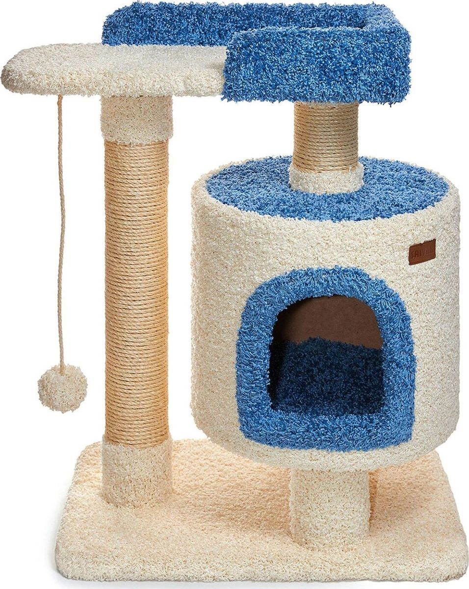 Комплекс для кошек SAIVAL SOMERO, белый, голубой, 2 уровня