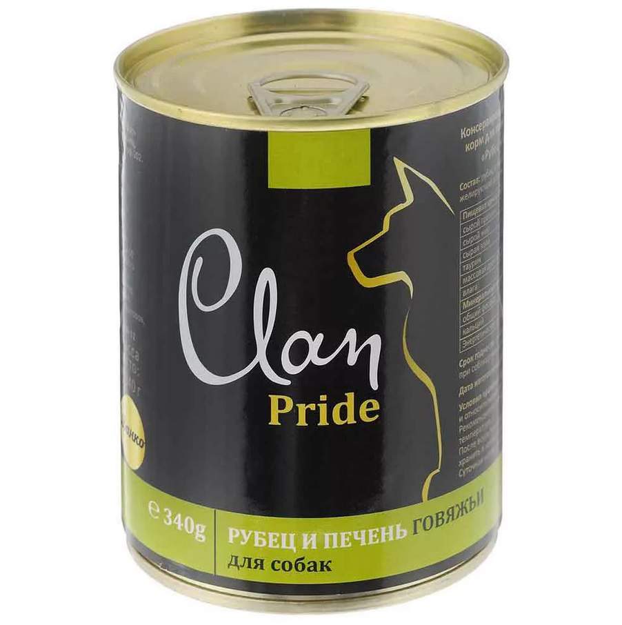 Влажный корм для собак Clan Pride , говядина, печень, рубец, 12шт, 340г