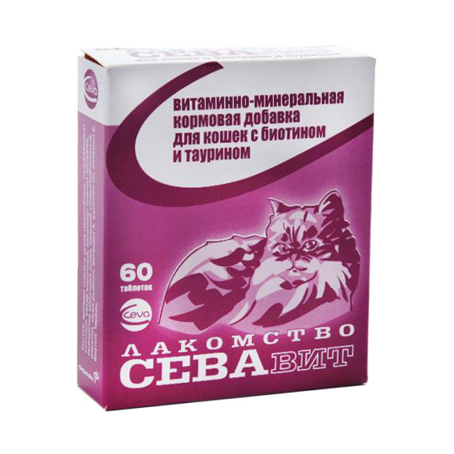 Витаминная добавка для кошек Ceva СЕВАвит с биотином и таурином, 60таб.