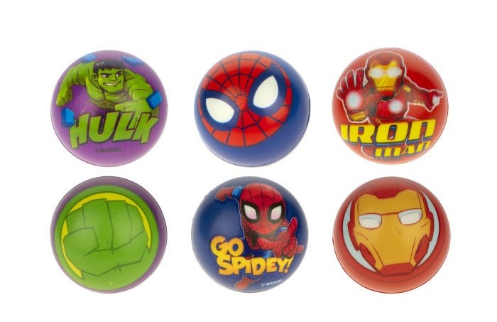 Мяч 1Toy Marvel Мстители Человек Паук Железный Человек Халк PU с принтом 7 5 см 3 шт