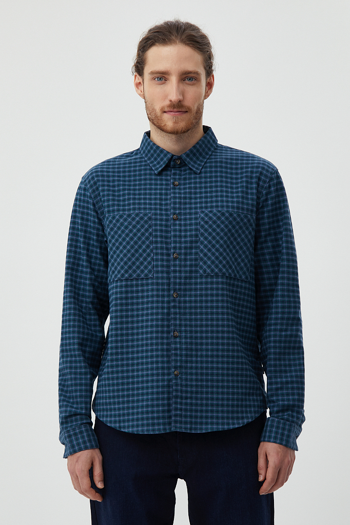 Рубашка мужская Finn Flare FAB210109 синяя L