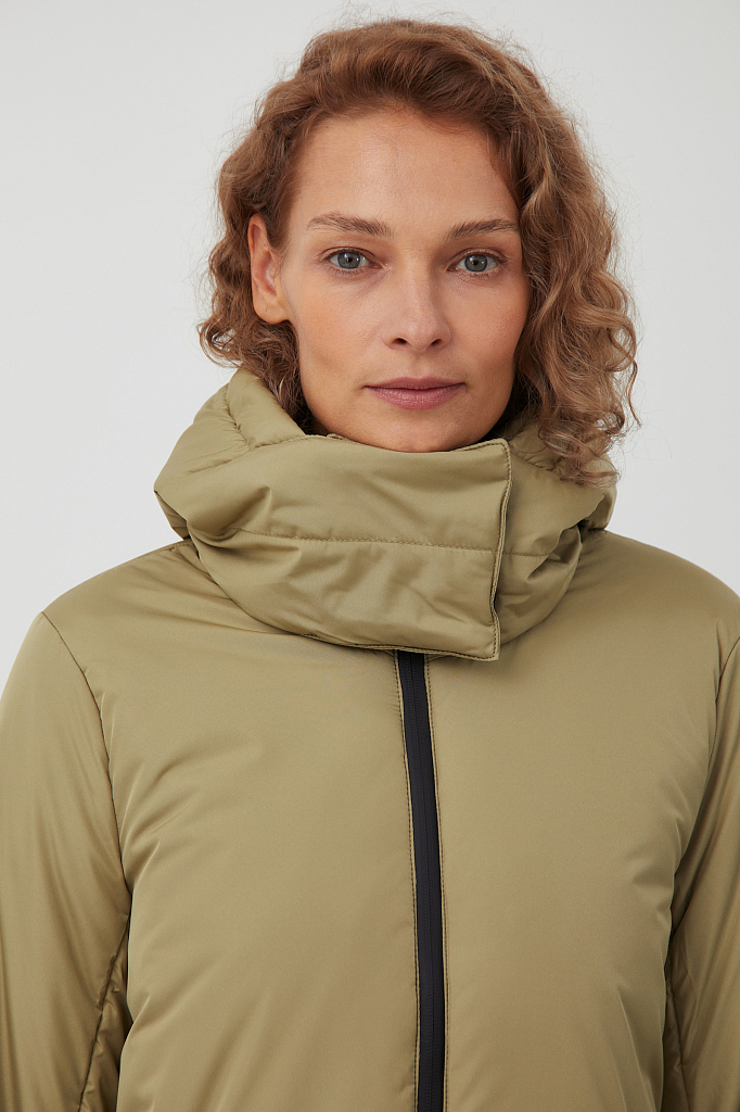 Пальто женское Finn Flare FAB110216 зеленое 2XL