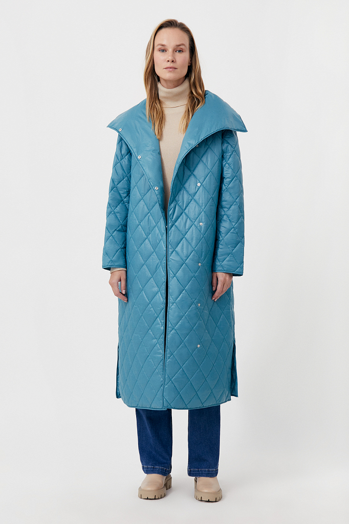 Пальто женское Finn Flare FAB110106 бирюзовое 2XL