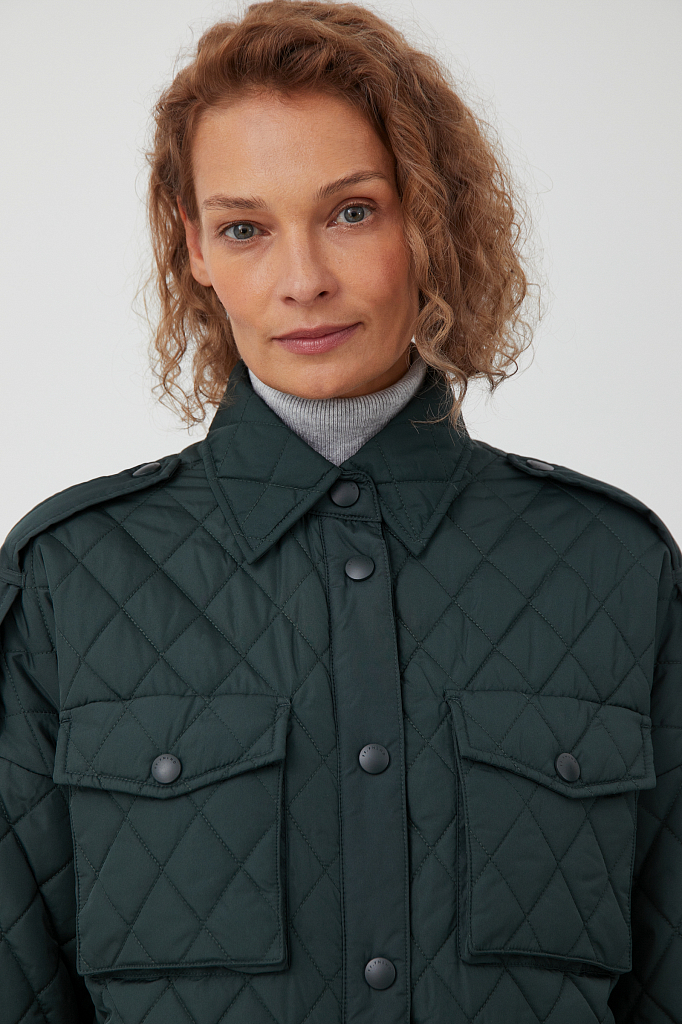 Пальто женское Finn Flare FAB110138 зеленое M