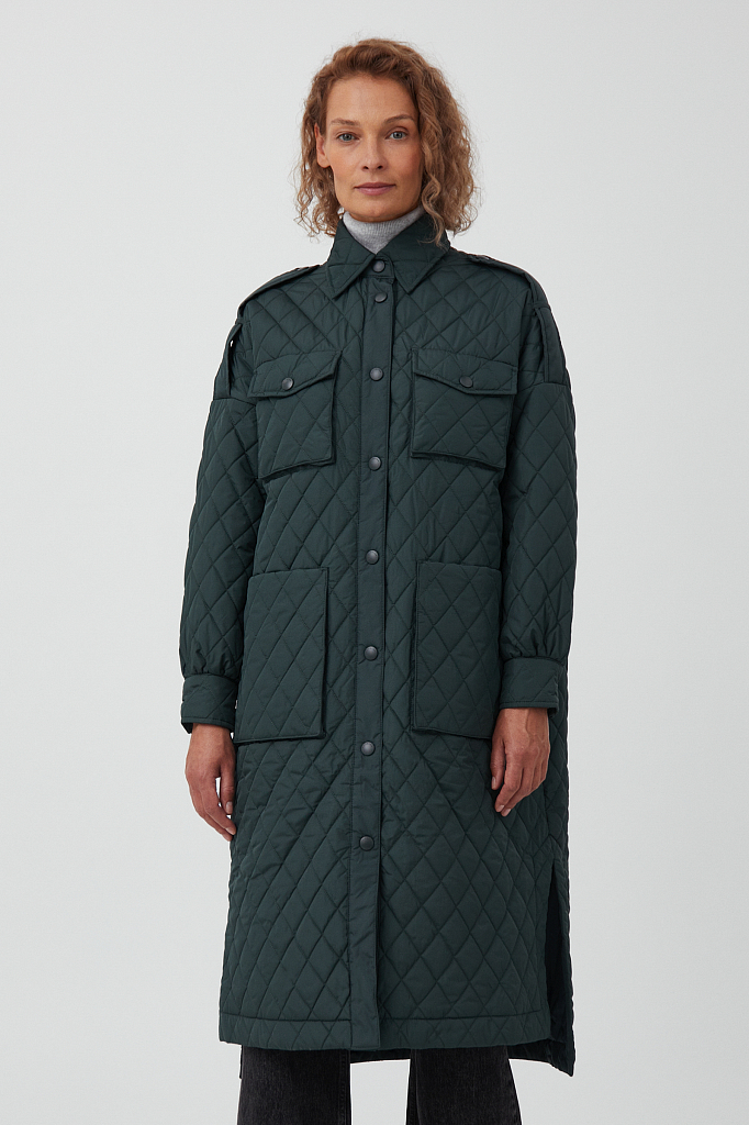 Пальто женское Finn Flare FAB110138 зеленое M