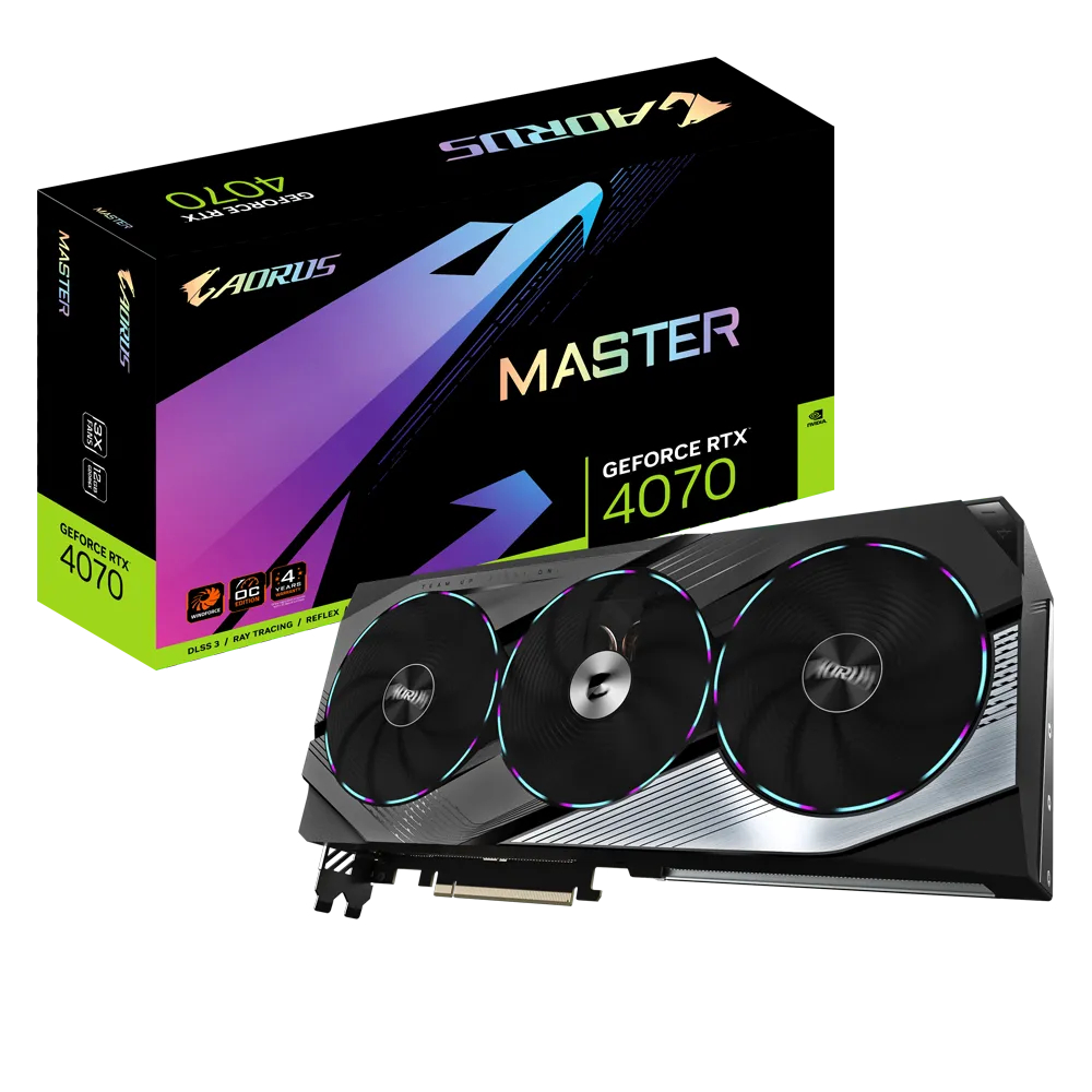 Видеокарта GIGABYTE NVIDIA GeForce RTX 4070 AORUS MASTER (GV-N4070AORUS M-12GD), купить в Москве, цены в интернет-магазинах на Мегамаркет