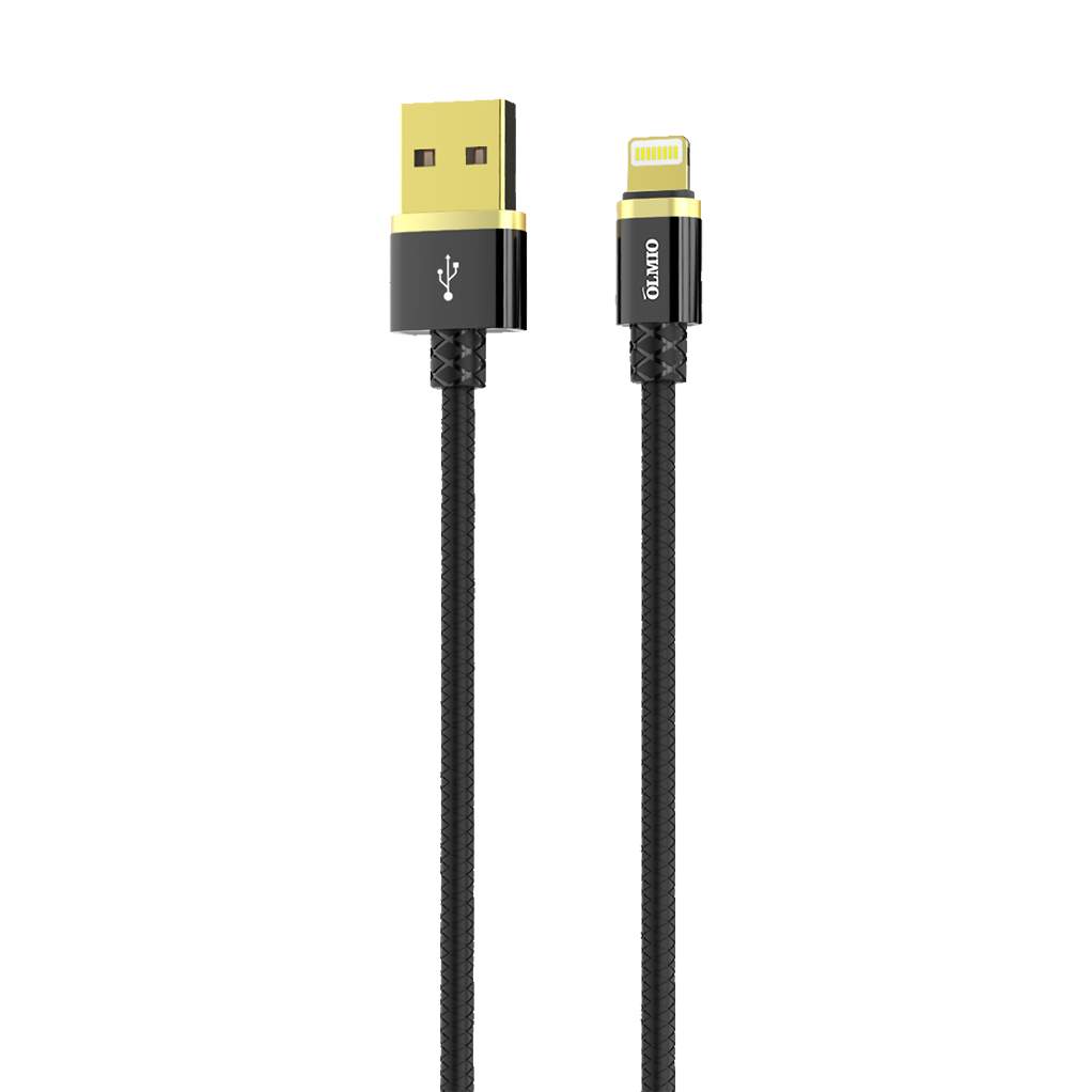 Кабель DELUXE, USB 2.0 - lightning, 1м, 2.1A, черный, OLMIO,
