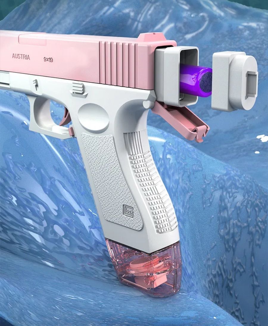 Купить водяной электрический Пистолет игрушечный WaterGun Glock, работает  от аккумулятора,розовый, цены на Мегамаркет