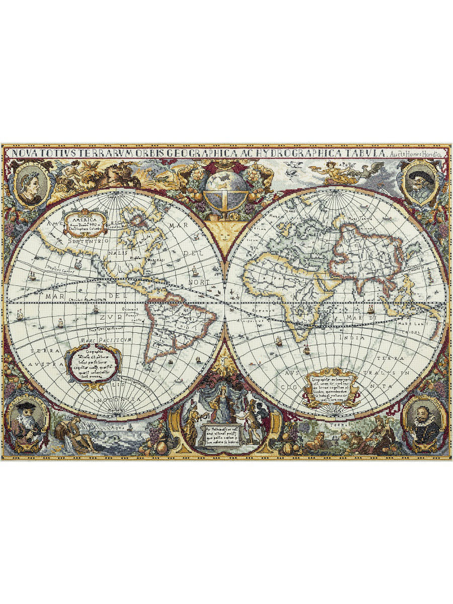 Набор вышивки крестом Panna "Географическая карта мира", 60х40 см, арт. PZ-1842