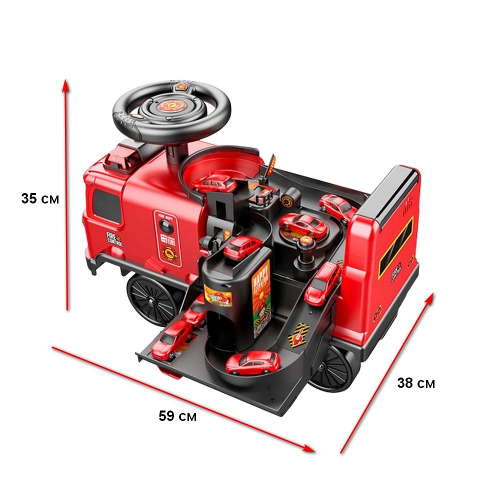 Детский электромобиль Пожарная машина с парковкой (59 х 38 х 35 см) –  купить в Москве, цены в интернет-магазинах на Мегамаркет