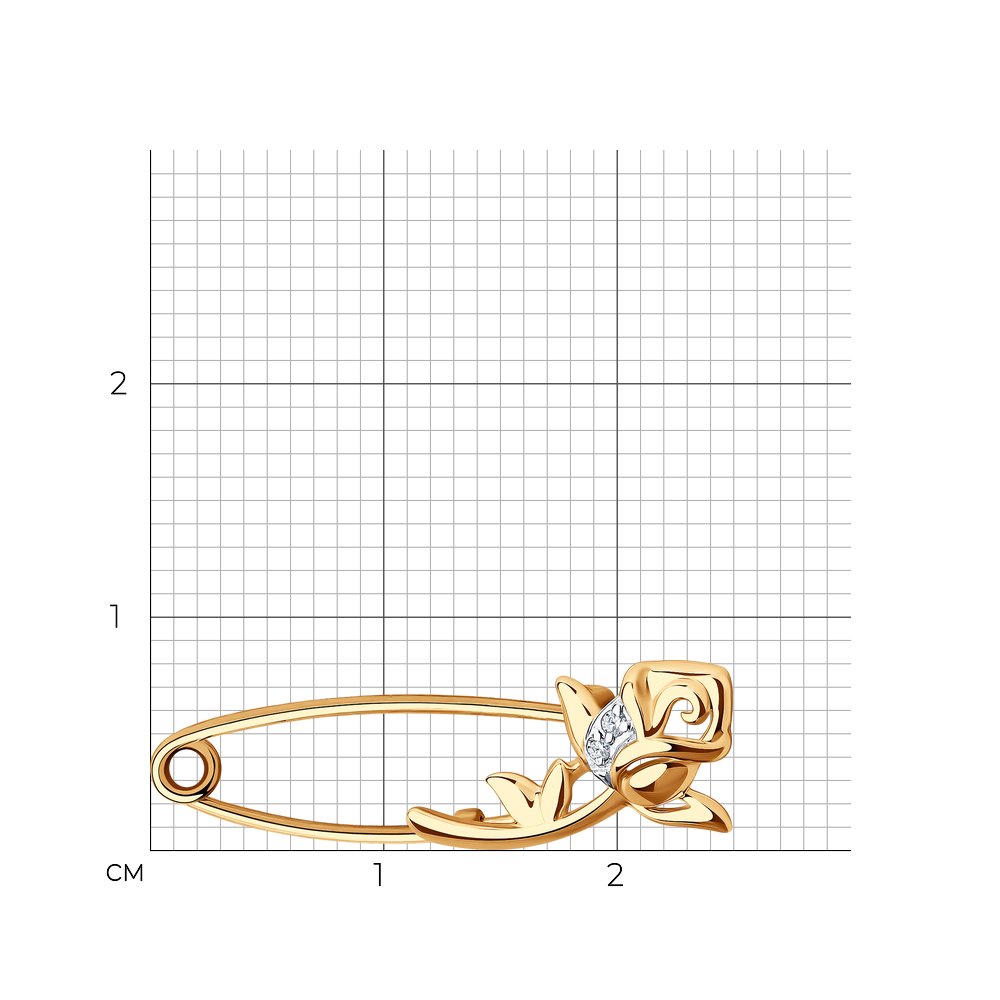 Брошь из красного золота с фианитом SOKOLOV 040330