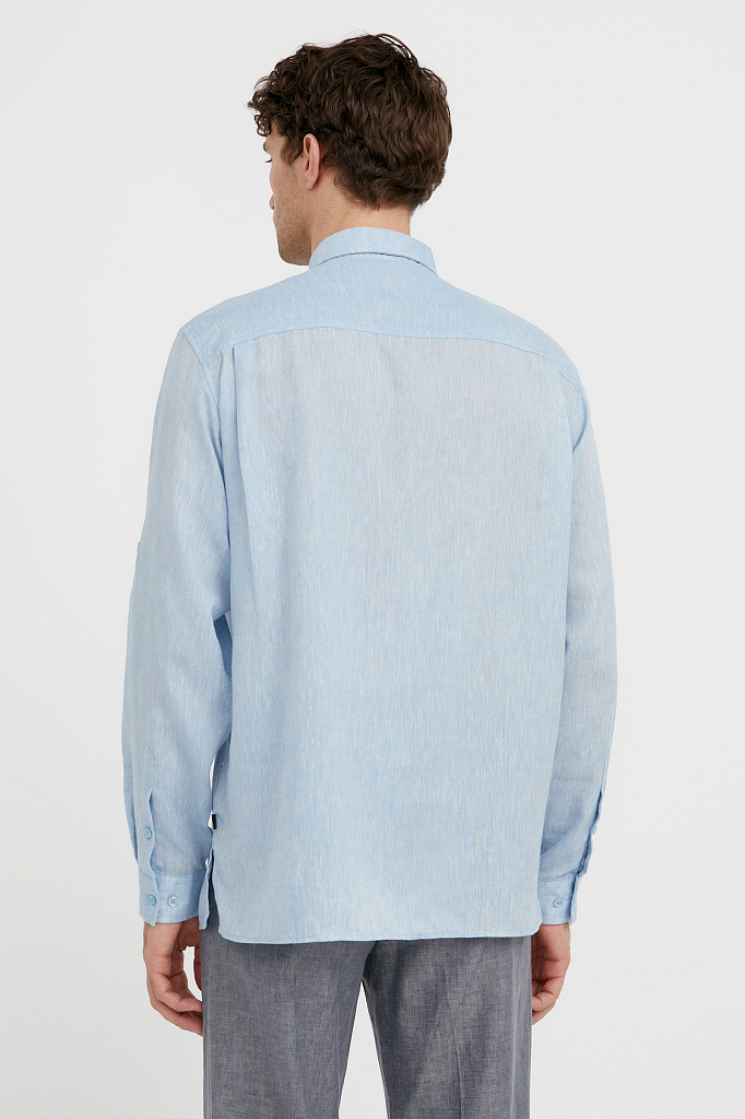 Рубашка мужская Finn Flare S21-21015 голубая 2XL