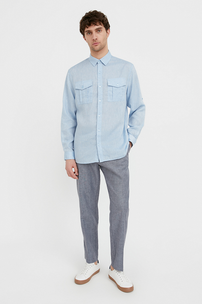 Рубашка мужская Finn Flare S21-21015 голубая XL