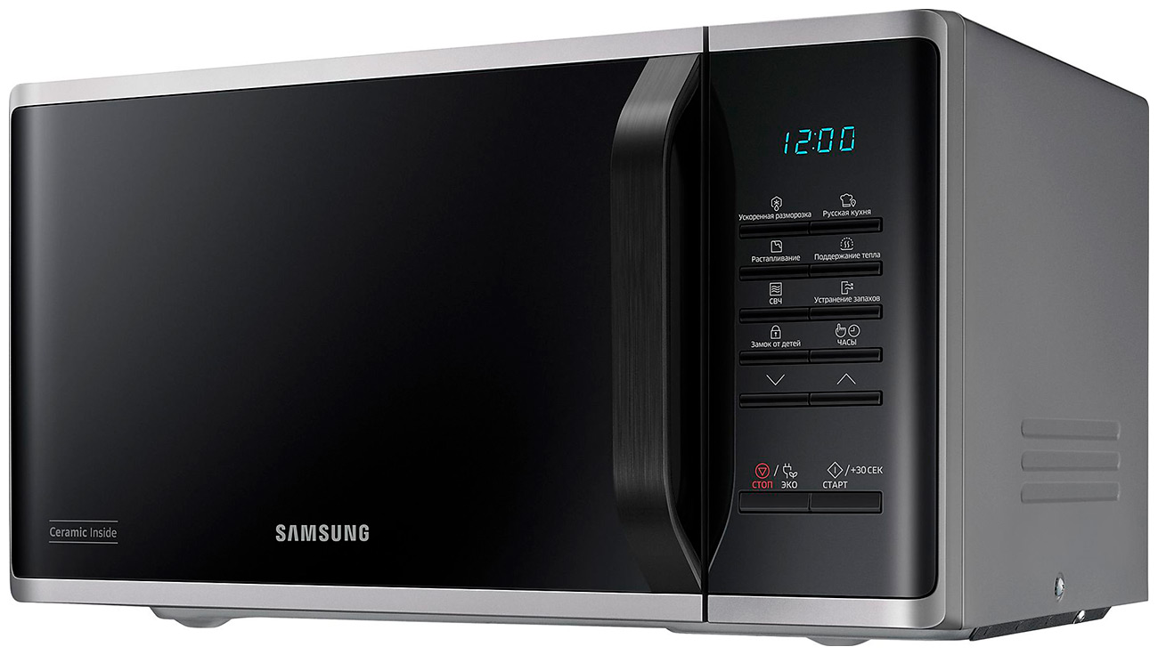 Микроволновая печь соло Samsung MS23K3513AS серебристый/черный, купить в Москве, цены в интернет-магазинах на Мегамаркет