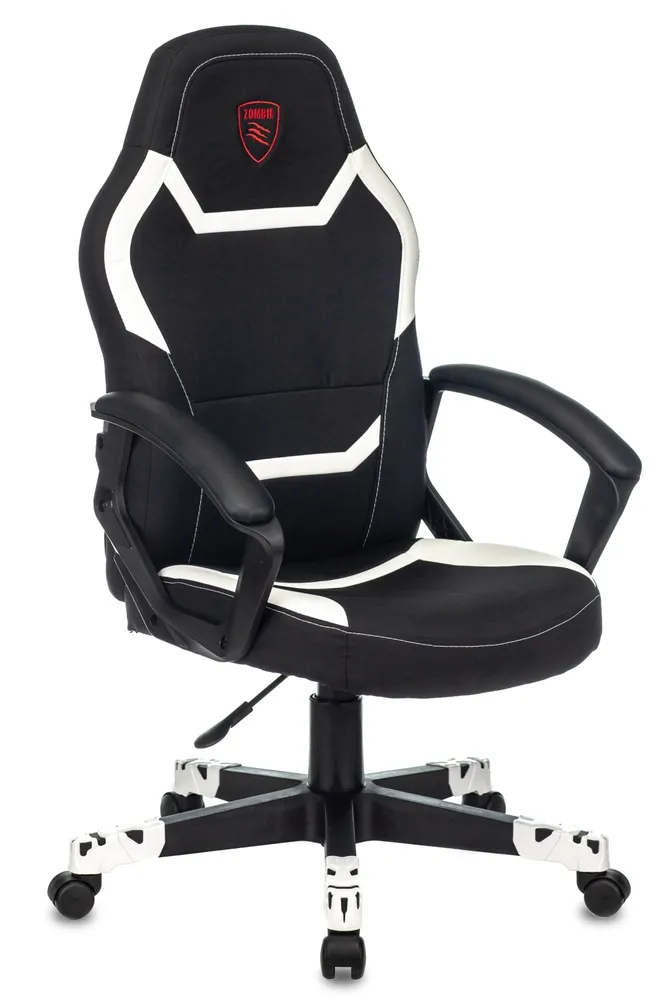 Игровое компьютерное кресло ZOMBIE ZOMBIE 10, Искусственная кожа, Ткань, черный/белый - купить в ELEMENTX.Trade, цена на Мегамаркет