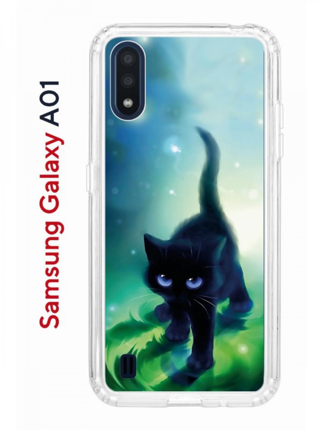 Чехол на Samsung Galaxy A01/A015 с принтом Kruche Print Черный кот,  противоударный бампер, купить в Москве, цены в интернет-магазинах на  Мегамаркет